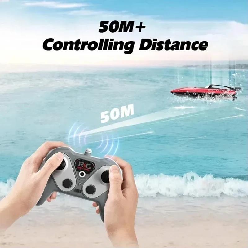 RC Boat Remote Controlled Racing Boat Speed Boat 50M 2.4G Radio Control Double Motor High Speed Speedboat Toys for Boys Kids