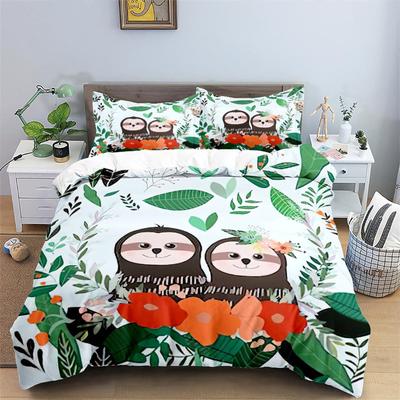Set Frumos cu Huse de Plapumă Leneș Desen Animat Set de Lenjerie de Pat pentru Fete Băieți Adolescenți Decor Cameră de Dormitor Colegiu Husa de Plapumă King din Microfibră
