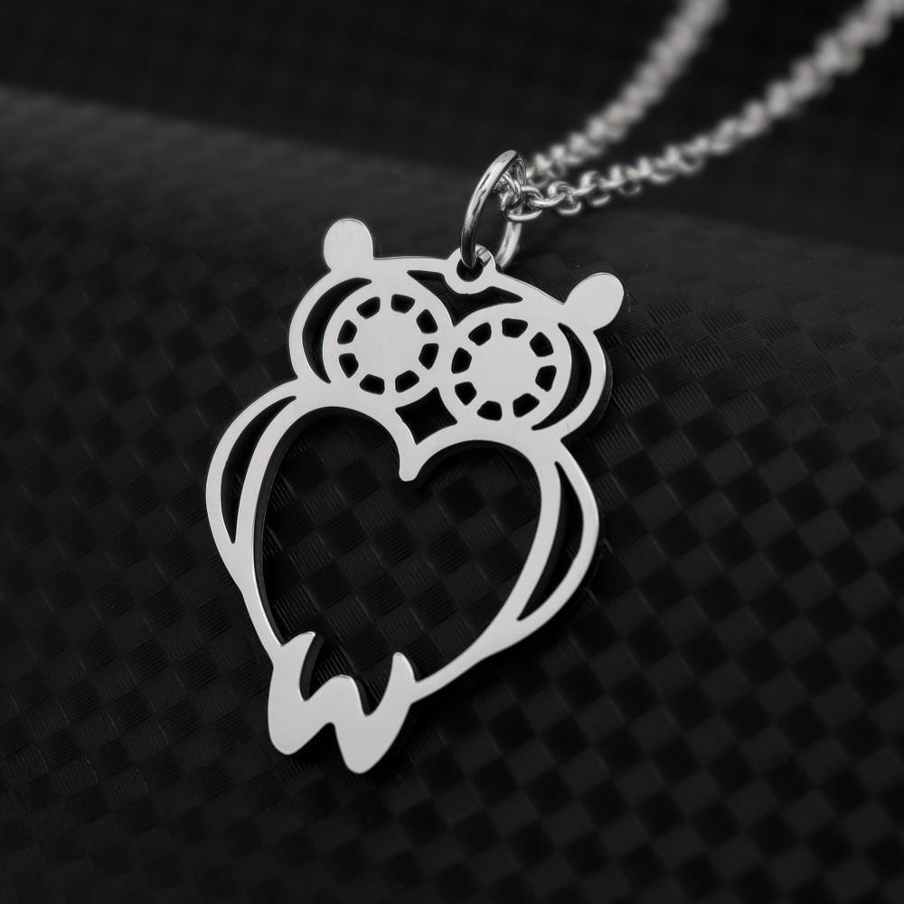 

Кулон из полой нержавеющей стали в виде совы, украшение на ожерелье с птицей