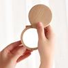 Wooden HD Handheld Mirror Portable Portable Small Mirror Slide Cover Mini and Simple Cosmetic Mirror Female Custom Creative Gift
