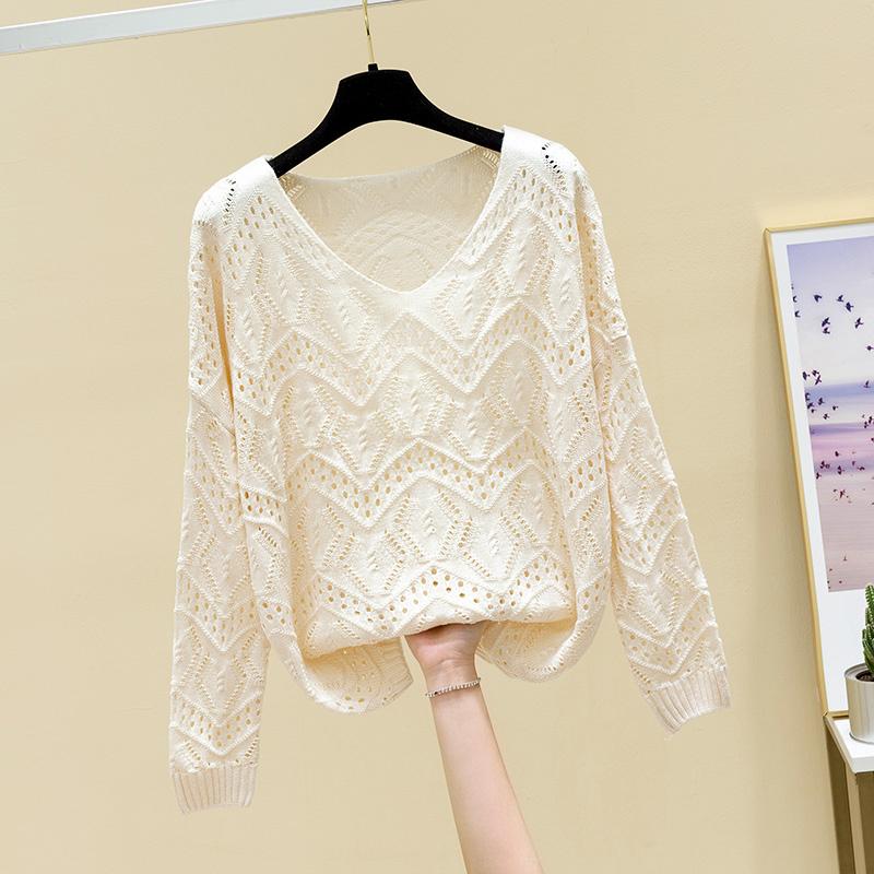 Pointelle Knit Top Long Sleeve Cropped Plain Pullover Women Jumper Knitwear Spring Summer Basic Outfit One Size белый 1250₽