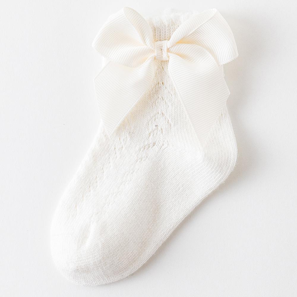 0-5Years Newborn Baby Girls Socks With Bows Breathable Toddlers Girl Short Socks Hollow Out Kids Infant Princess Cute Socks