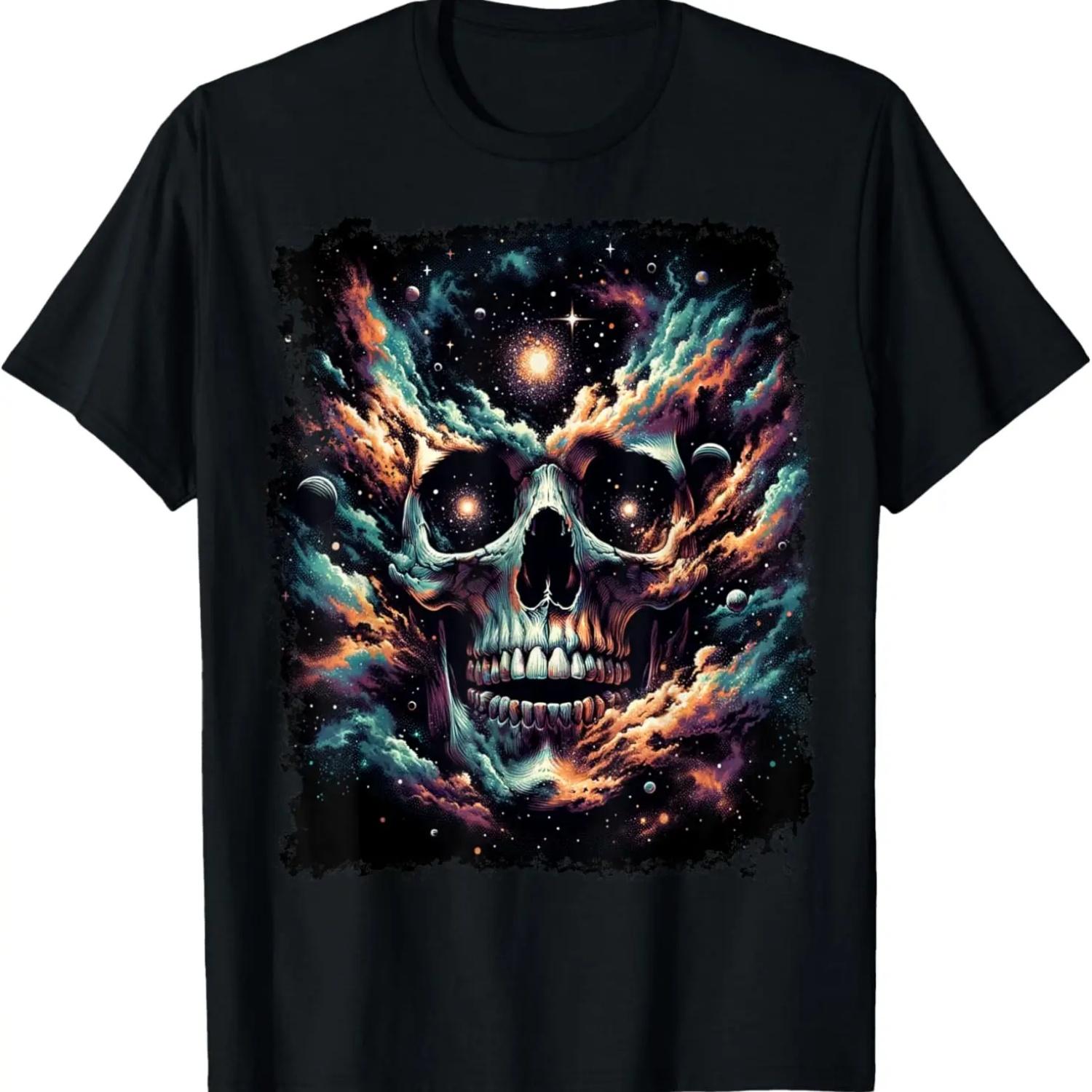 Vintage Outer Space Skeleton T-Shirt S чёрный