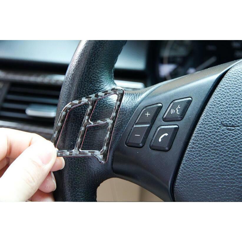Real Carbon Fiber Steering Wheel Switch Cover Trim For BMW 3-Series 2005-2012