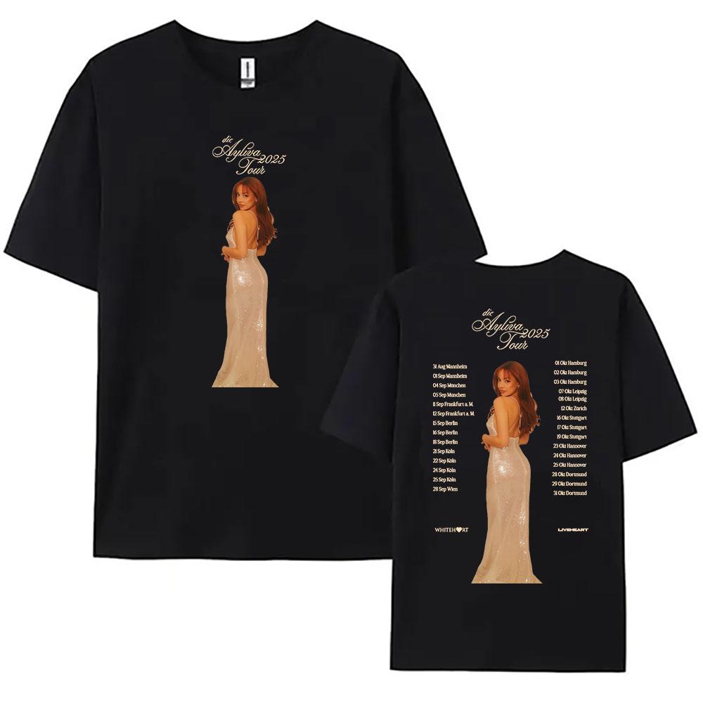 Die Ayliva 2025 Tour T Shirt German Singer Concert Date List Graphic Short Sleeve O Neck Tee Retro Music Fan Casual Summer Top For Men Women