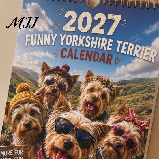 Academic Year Time Planner Yorkshire Terriers 2027 Wall Calendar, Cute Dog 12 Monthly Planner, Thick Animal Theme Office Decor Paper Spiral