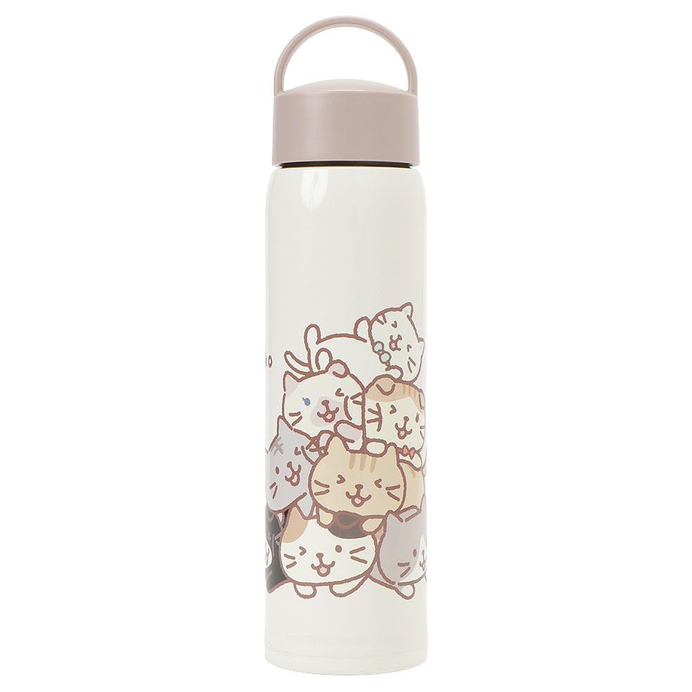 Stainless Steel Water with Keeps Drinks Hot or Easy To Perfect for and Cute and Stylish Design Featuring a Cat Character by Bottle, 500ml, Handle,