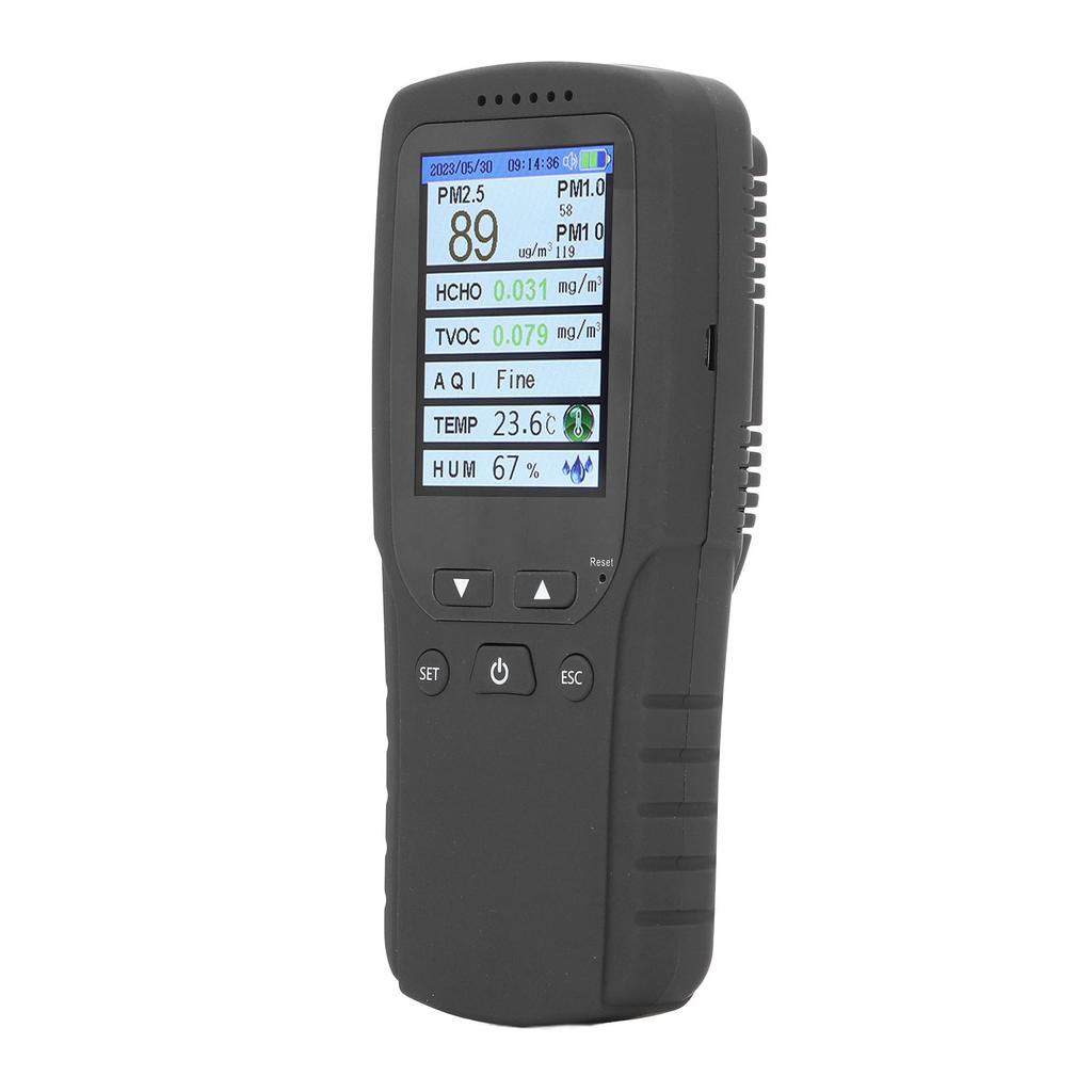 Air Quality Monitor 2.8 Inch LCD Screen Temperature Humidity PM2.5 PM1.0 PM10 Detector for Room Car Office
