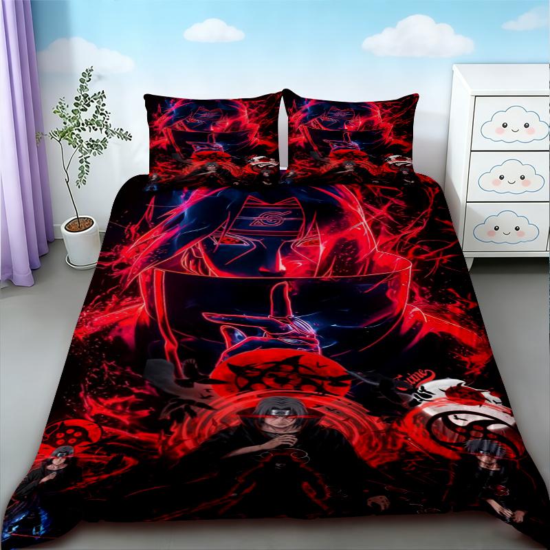 3pcs Naruto Duvet Cover Anime Cartoon Bedding Set Quilt Cover Twin Full Single Size Teens Boys Bedroom Dormitory Decor