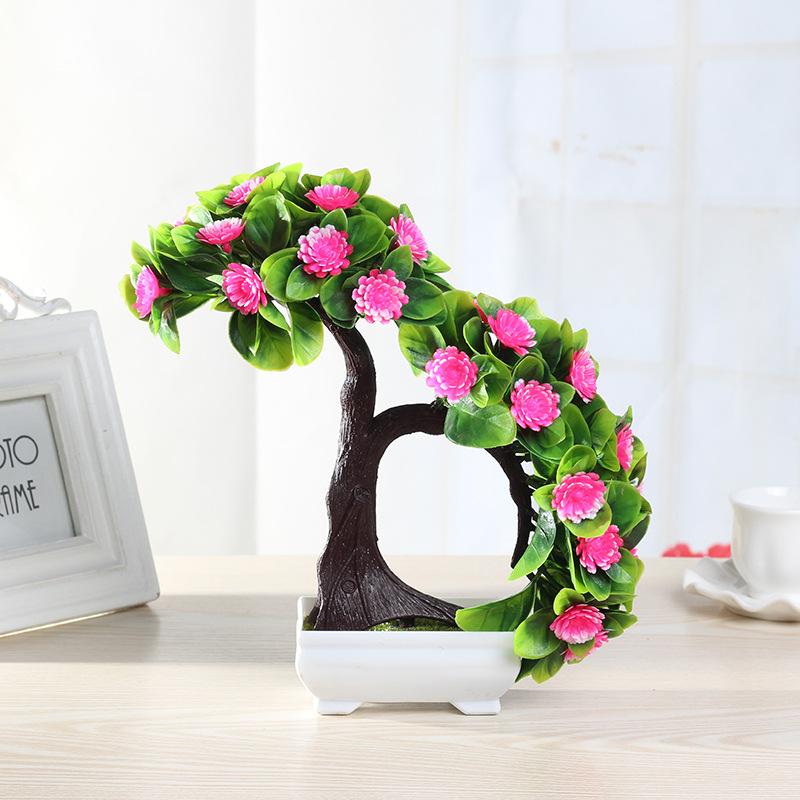 Artificial Plants Potted Bonsai Green Small Tree Plants Fake Flowers Potted Ornaments for Home Garden Decor Party Hotel Decor