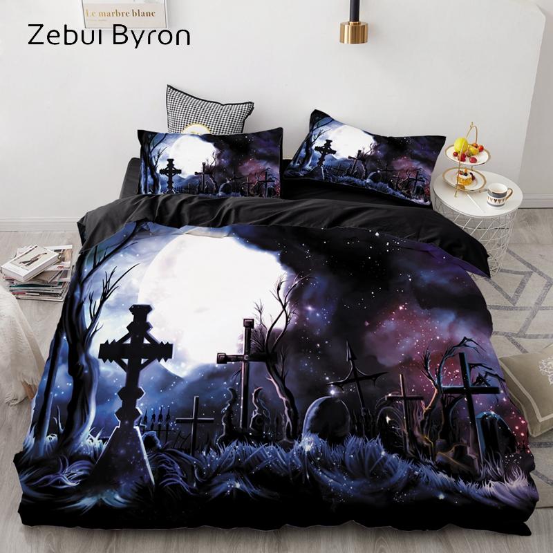 3D Print Bedding Set Custom/Europe/USA Queen/King,Duvet Cover Set,Quilt/Blanket Cover Set Halloween Black Forest,drop Ship