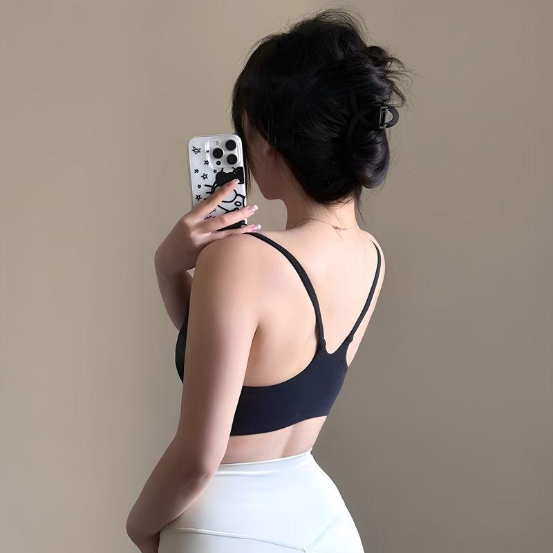 European and American Spaghetti Strap Yoga Vest Fixed Cup Sexy Cross Beauty Back Sports Bra Iron Back Training Fitness Underwear