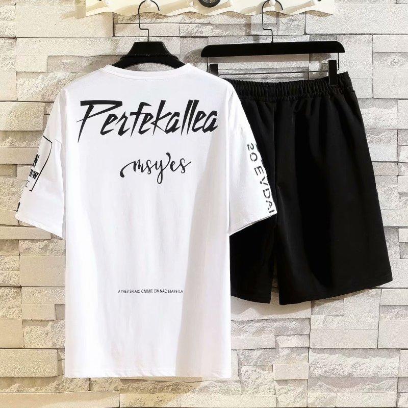 Set estivi da uomo, moda coreana, tuta da uomo, maglietta a maniche corte + pantaloncini sportivi, abbigliamento casual da uomo, set da jogging da uomo
