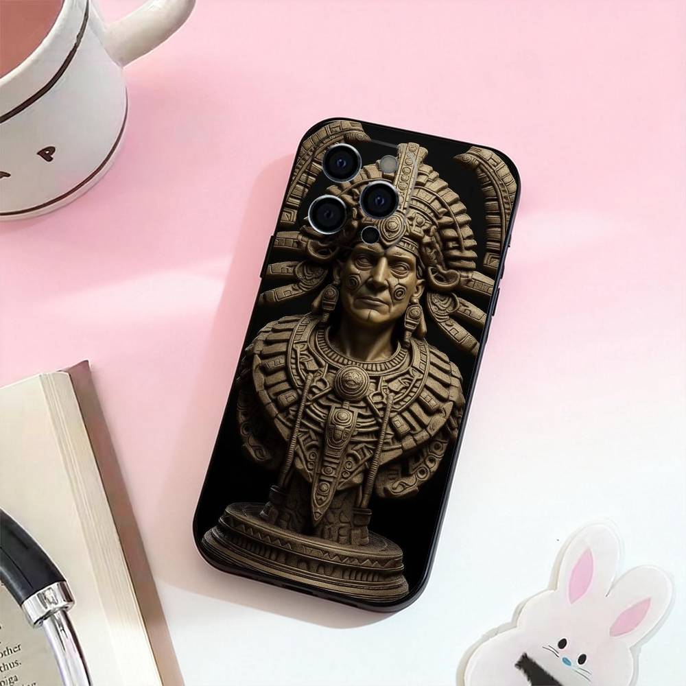 Mayan Aztec Calendar Statue  Phone Case Silicone Soft For IPhone 17,16,15,14,13,12,11,XS,Plus Pro Max
