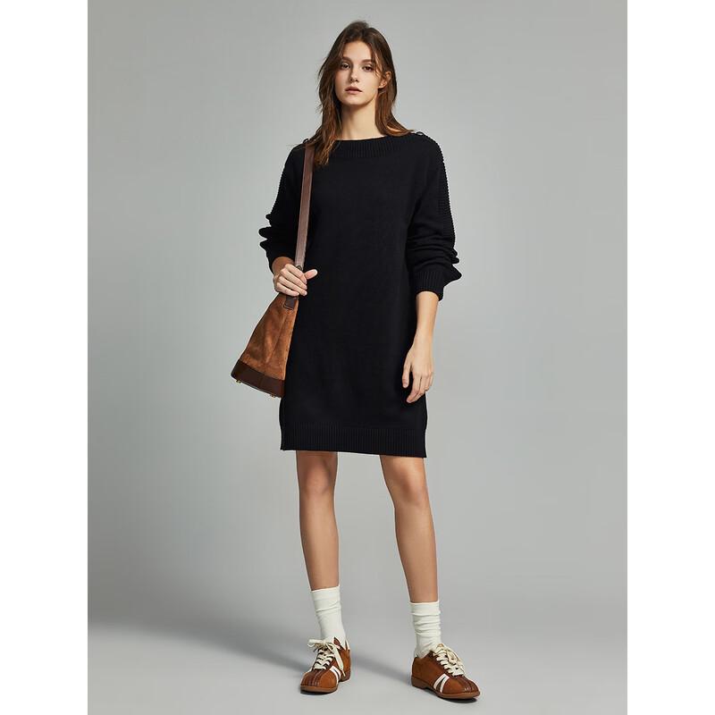 ELLE Women's Black Hollow-Out Lace-Up Long Dress