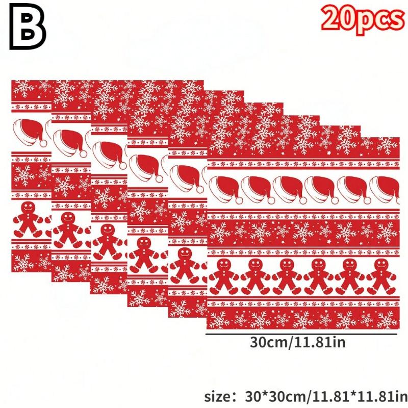 20 stuks Kerst Vetbestendig Voedsel Inpakpapier Anti-Olie Wrappers voor Sandwiches Hamburgers Gefrituurde Kip Tray Liners