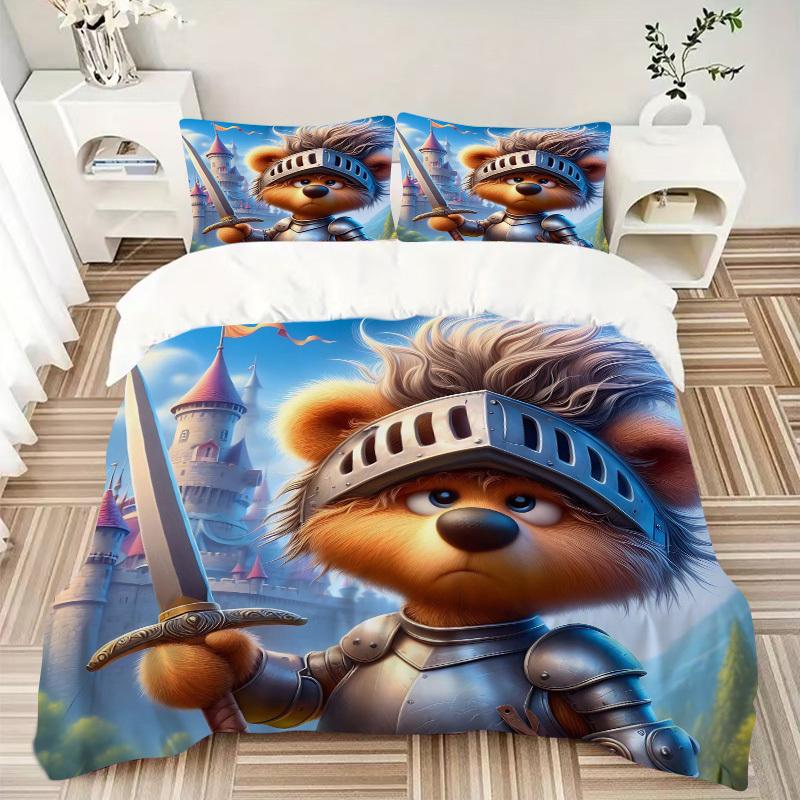 3pcs Anime Knight Bedding Set - Includes One Quilt Cover and Two Pillowcases (No Core) - Perfect for Bedroom and Guest Room Decoration, Fest