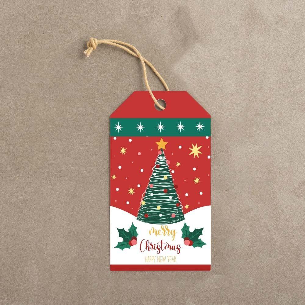 50Pcs Cartoon Pattern Christmas Gift Tag Color Printed DIY Gift Wrapping Label  Holiday