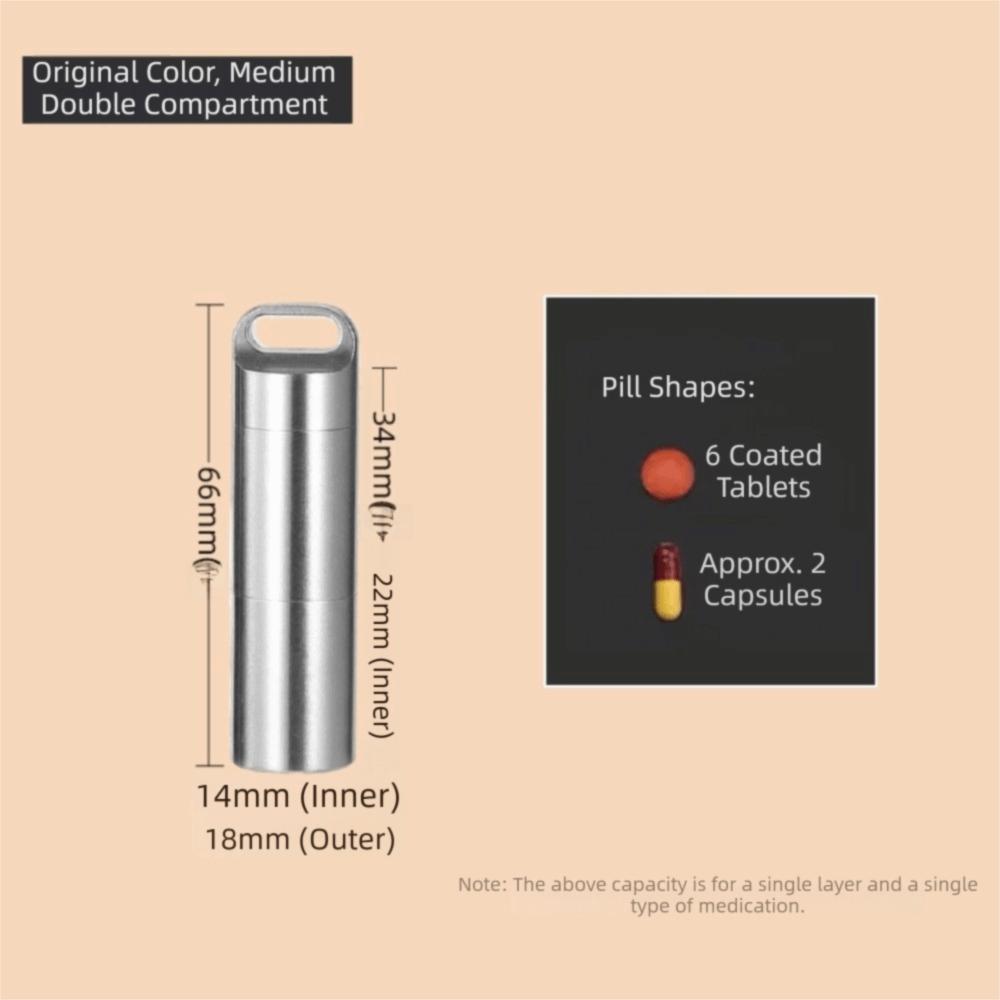 Container Mini Pill Box Stainless Steel Waterproof Pill Case Portable Tablet Container Travel