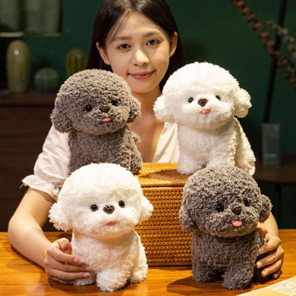 Simulation Bichon Frise Plush White Gray Puppy Plushies Doll Plush Dog Toy  Xmas Birthday Gifts