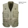 Men Waistcoat Solid Color Multi Pockets Zipper Sleeveless Spring Vest for Fishing