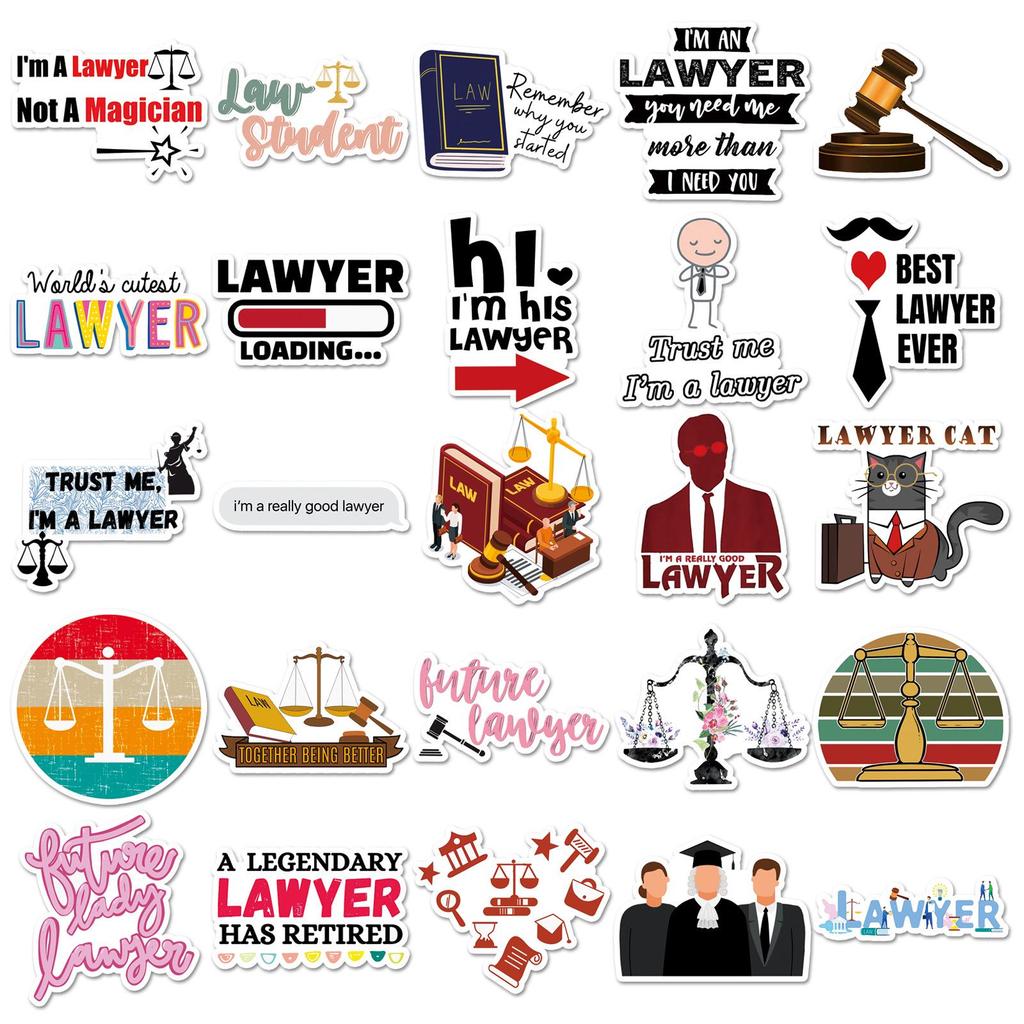 50 Sheets of Creative DIY Waterproof Lawyer Stickers for Journaling and Decoration