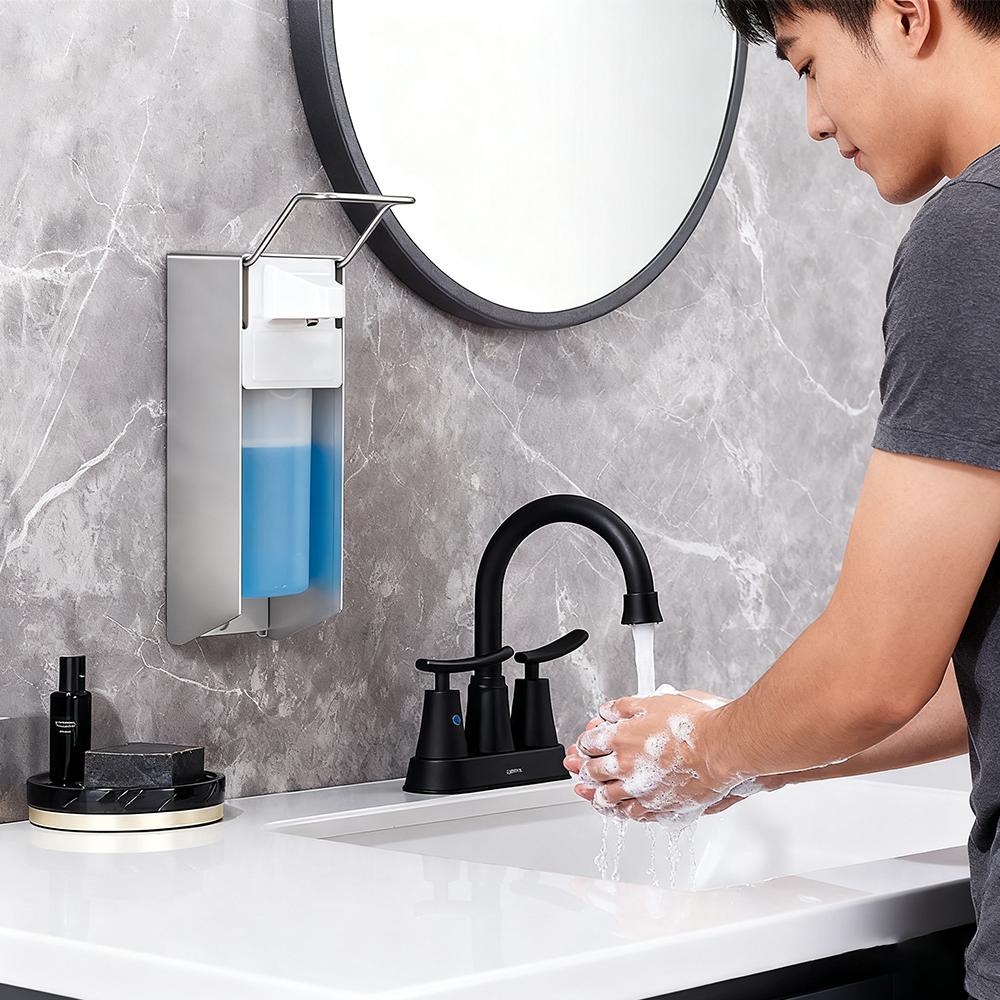 500ml Wall Mount Soap Dispenser, Automatic Press for Hand Sanitizer Shampoo Shower Gel, Refillable for Home Hotel Bathroom