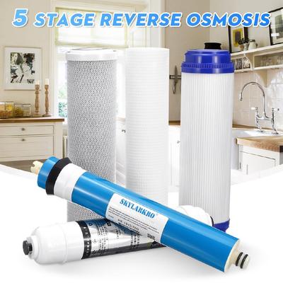 White 5 GPD Membrane Water Filter Cartridge Household Water Purifier 5 Stage Reverse Osmosis RO Replacement Water Filter Kit 5pcs