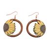 Boucles d'oreilles bohèmes en bois acrylique tournesol
