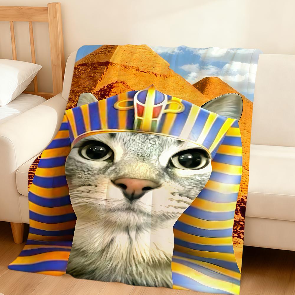 Kawaii Abstrakt lustig Sigma Meme Ägypten Katze Flanell weich warm Plüschdecke Sofa Wohnzimmer Haustier hogar Bett Geschenk Zuhause Auto tragbar
