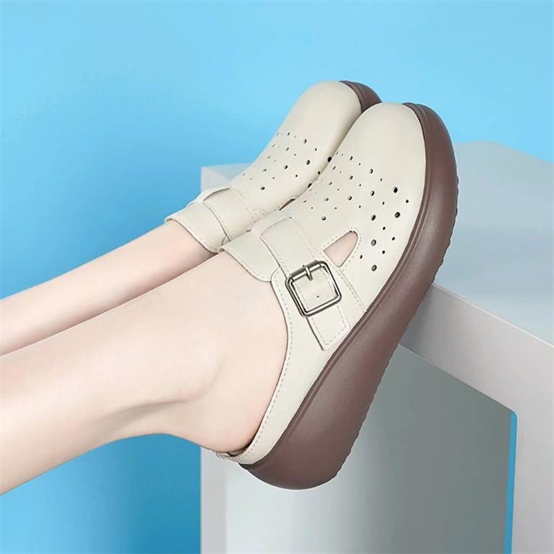 Baotou half slippers women's summer wear 2024 new popular Internet celebrity thick bottom women's niche high-end sandals