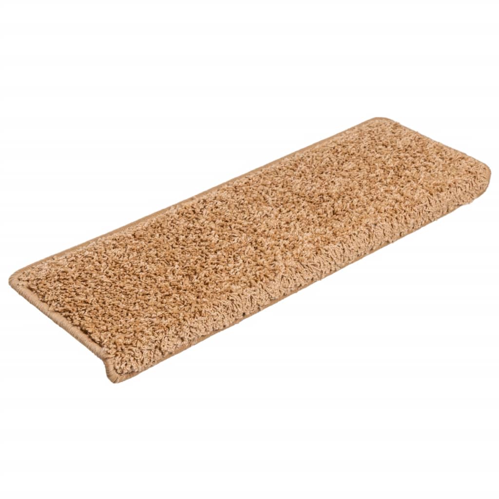 Vidaxl Maty Na Schody 15 Szt. 65X21X4 Cm Beżowe, Prostokątne Krawędzie