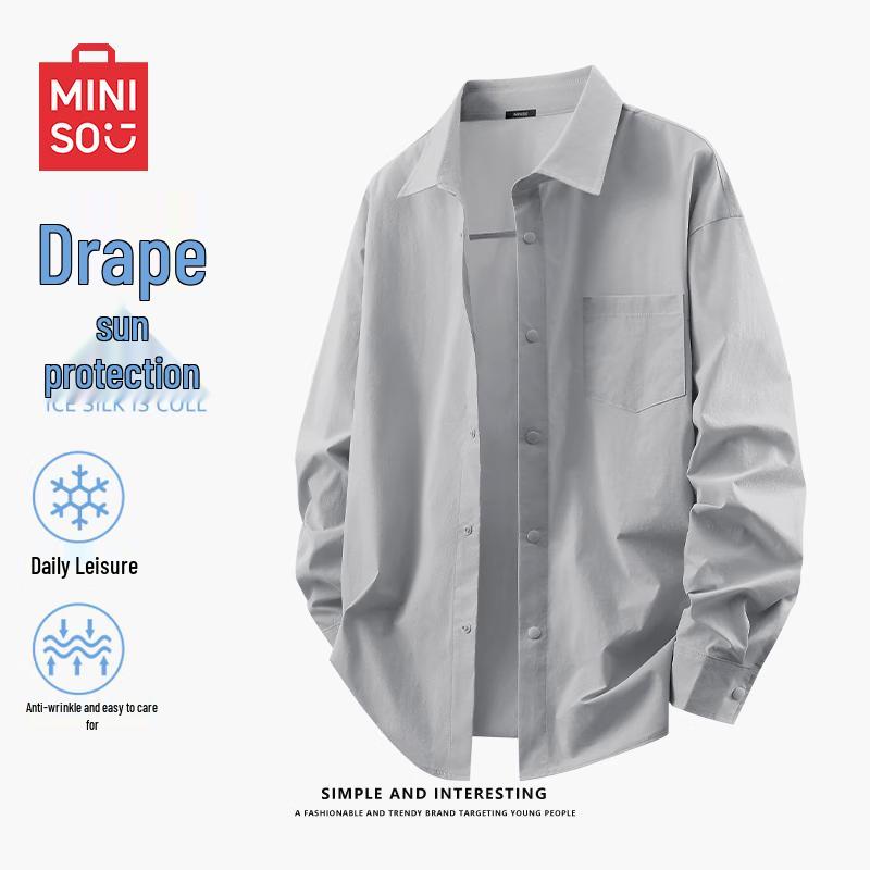 MINISO Men's Summer Ice Silk Sun Protection Long Sleeve Casual Shirt