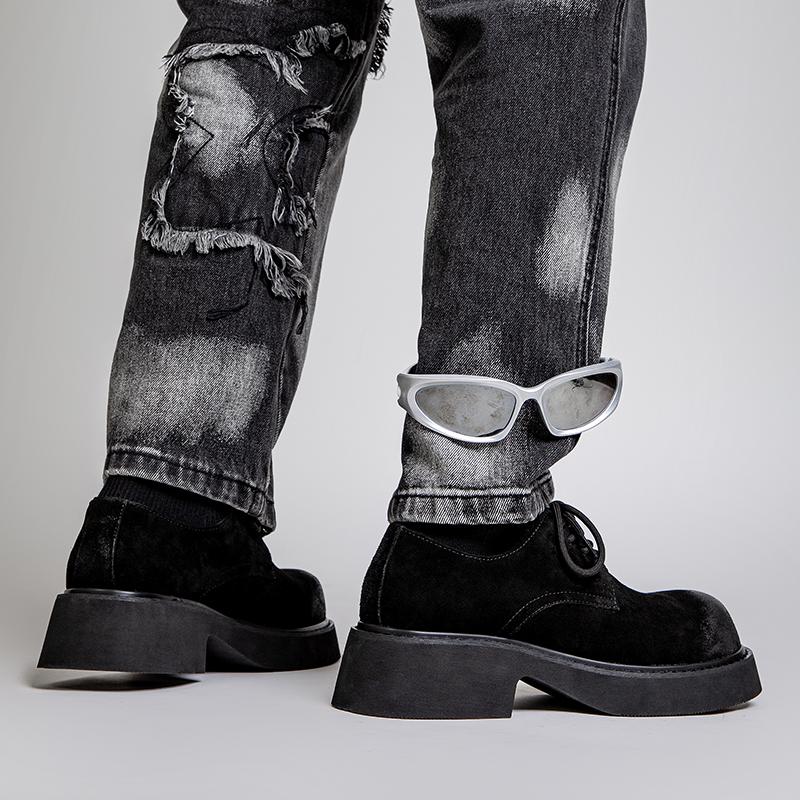 Thick Soled Men's Shoes Trendy Minimalist Style Youth Outdoor Leisure Party Daily Office High Quality Height Increasing Shoes