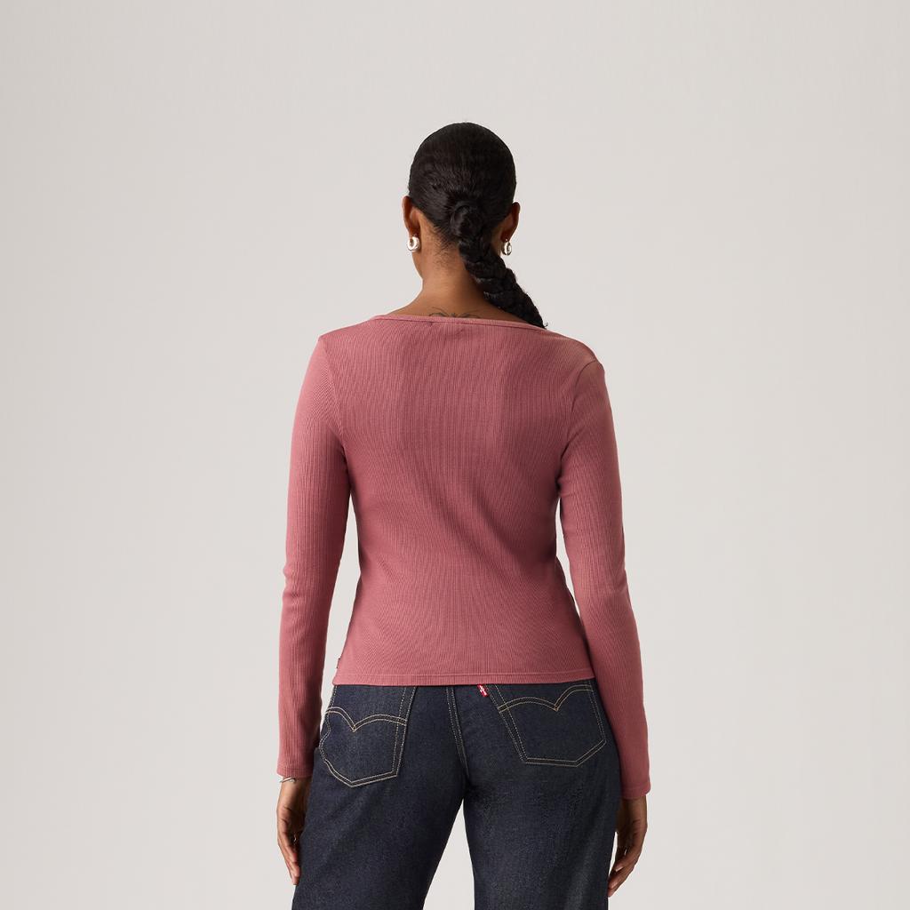 Levis Comfortable Versatile Fashion Basic Square Neck Long Sleeve T-Shirt Women tops 005IO-0008