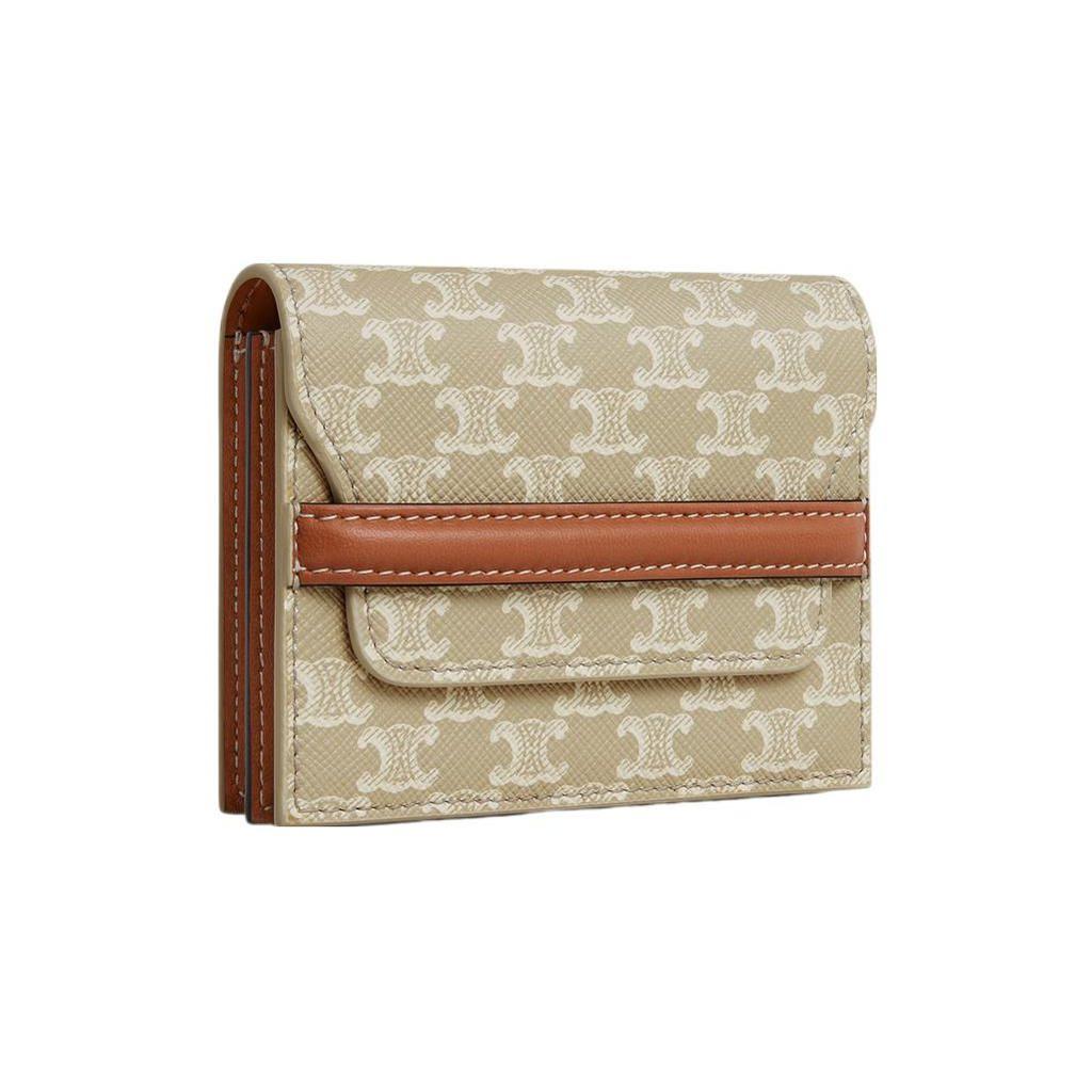 Celine Triomphe Monogram Canvas And Lambskin Card Holder Women Accessories Light-Gray 10E242FI8-02GR
