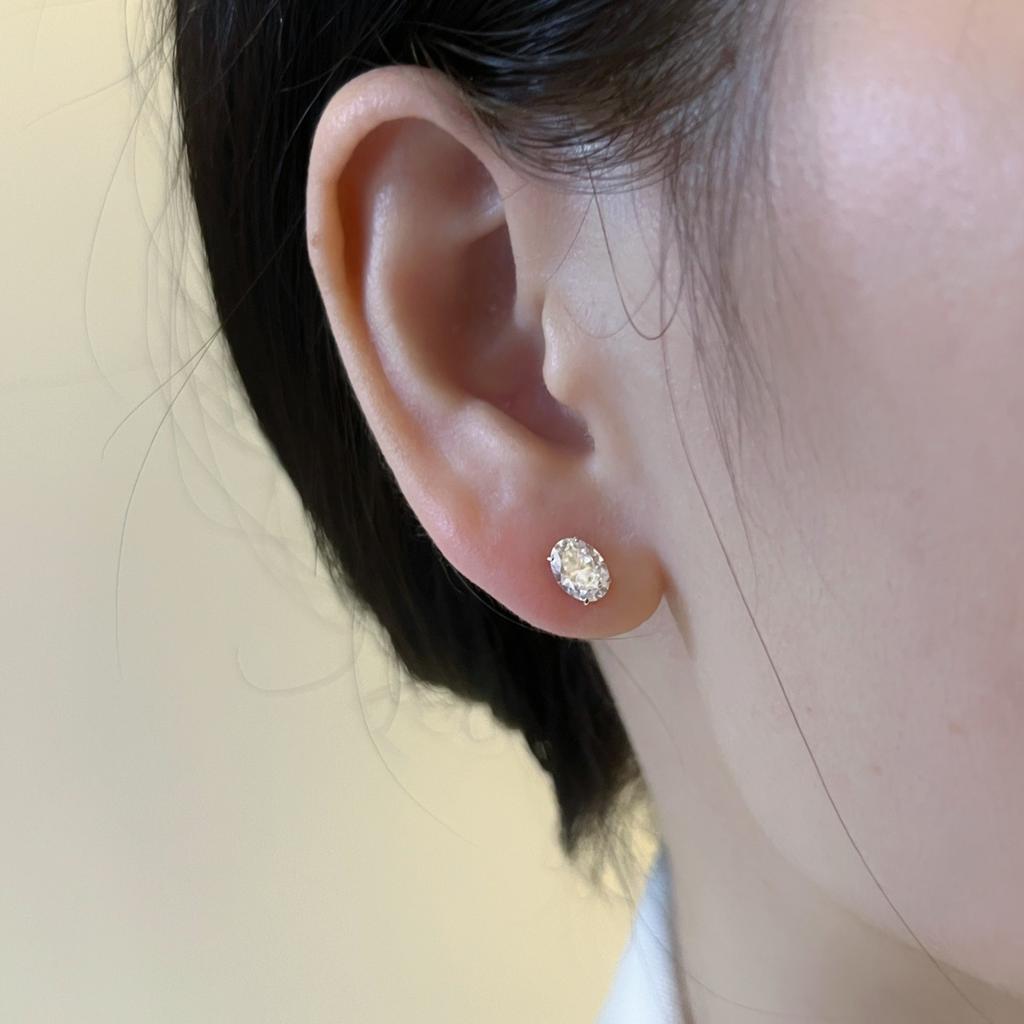 925 Sterling Silver Electroplated 18K Gold Oval Zircon Earrings for Women Fashion Temperament Jewelry Gift