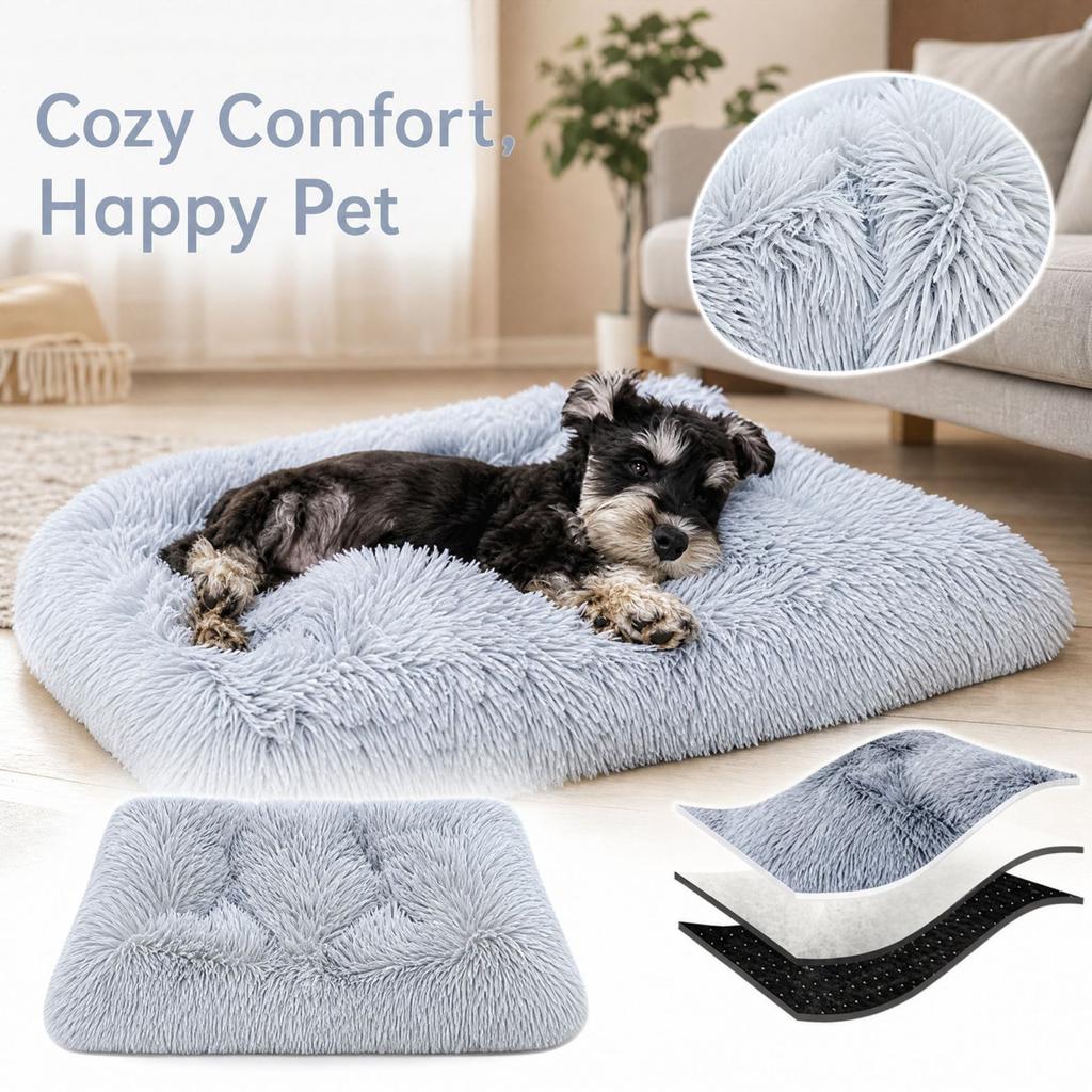 Extra Thick Warm Dog and Bed - Long Plush Winter Sleeping for, Breathable Comfortable Cozy Pet Pad