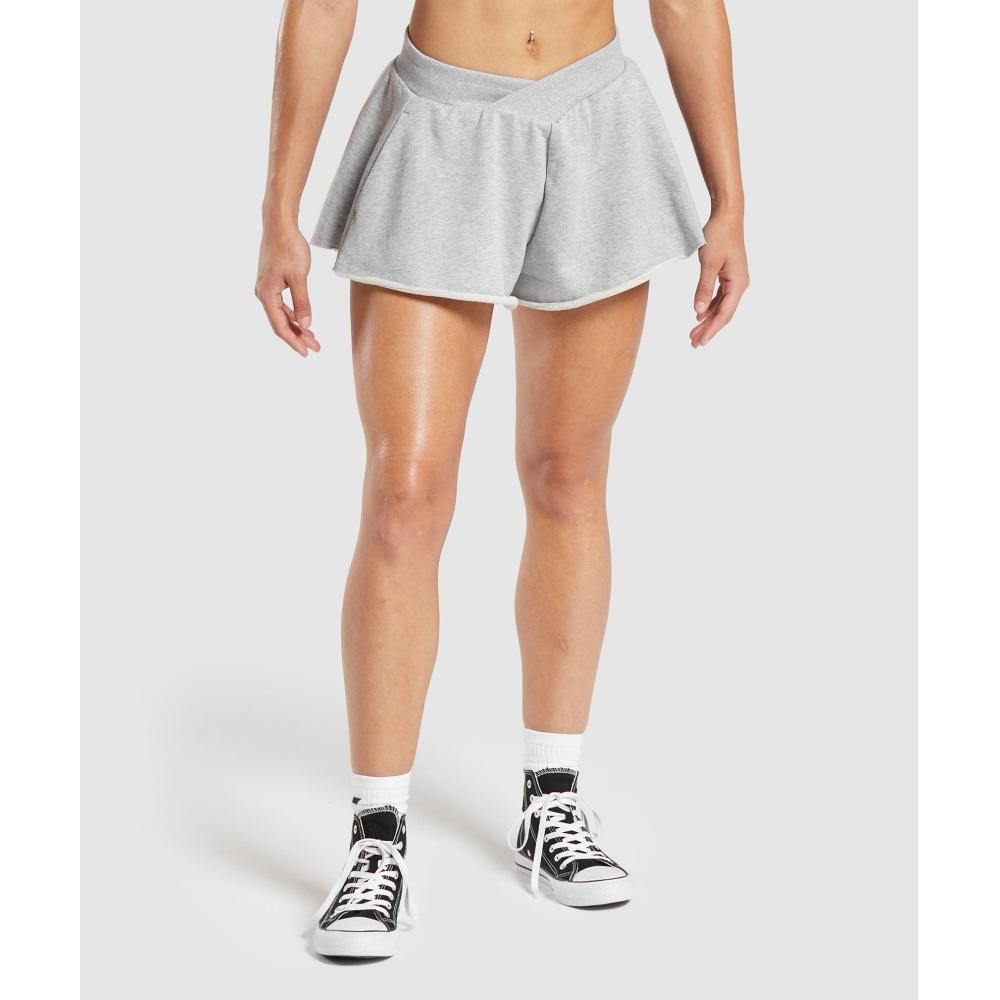 

Gymshark Lifting Crossover Cotton Shorts Light Grey Marl B1b1c Gchr S