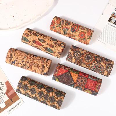 Japan Style Pressure-Resistant Antique Cork Mural Retro Glasses Case Portable Magnetic Myopia Storage Sunglassex Box for Unisex