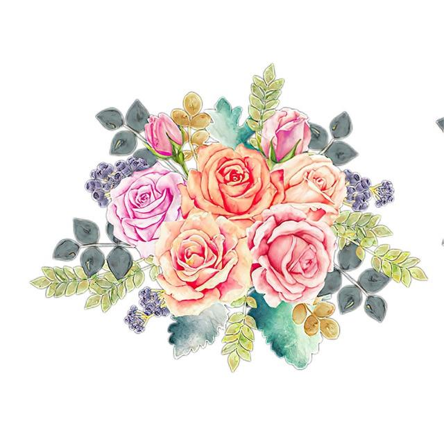 Trois Ratels Qcf4 aquarelle Bouquet fleur voiture autocollant vinyle Pvc décalcomanie pour maison chambre mur fenêtre porte réfrigérateur cuisine