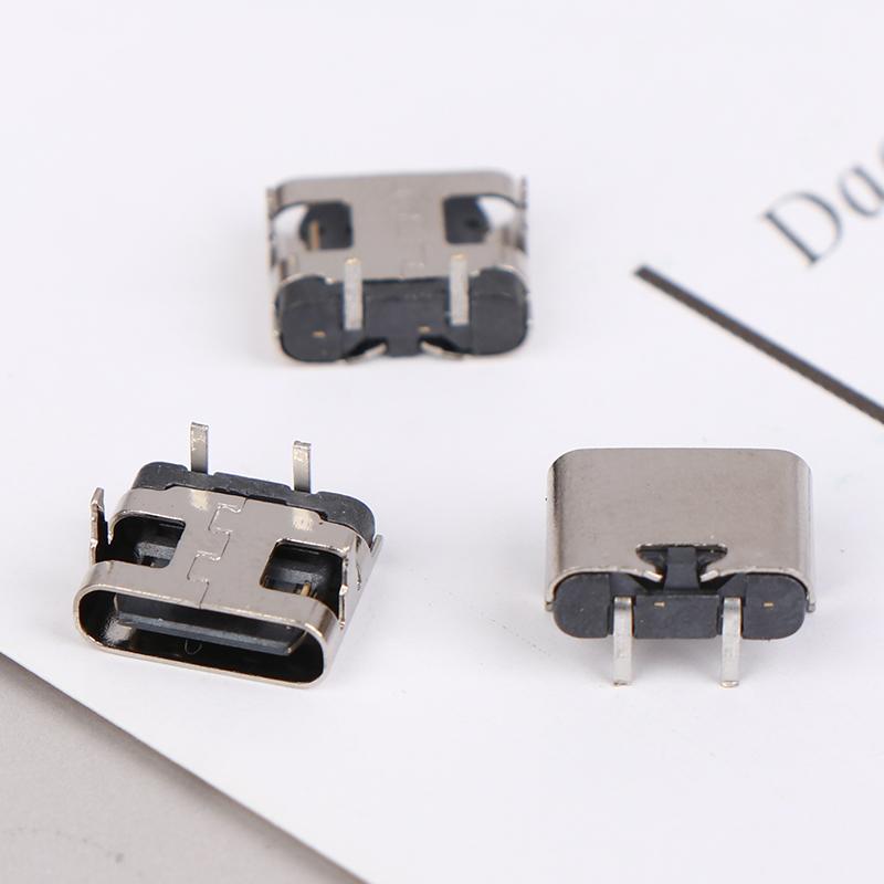 10Pcs Type-C Female Seat 2 Pin Plug Micro Connector Socket Usb Power Jack Dock For Mobile Phone Charging Port