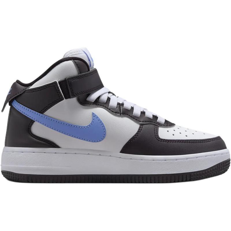 Nike Air Force 1 Slip Resistant Abrasion Resistant Mid top Kids' Skateboarding Shoes Black White Blue Unisex Sneakers FN1193-600