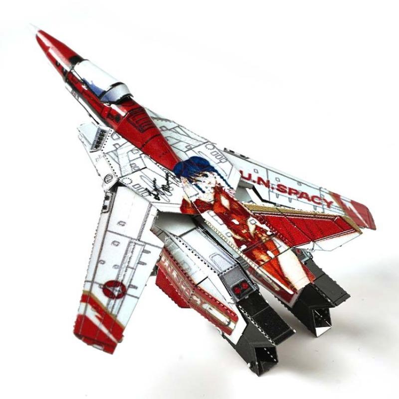 

Red VF-1S Deformation Fighter DIY 3D Metal Puzzle Stainless Steel Colour Assembled Model Package Jigsaw Puzzle Playthings Latest Year Gifts
