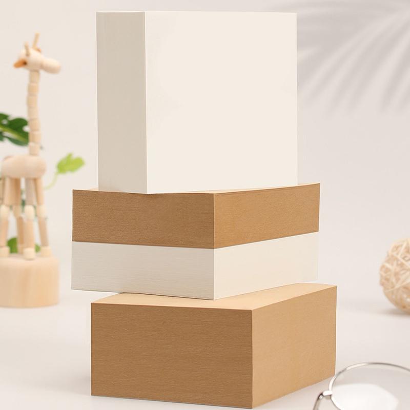 400 Yaprak Kraft Kağıdı Etiket Basit Düz Renk Not N Kez Yapıştır Kalınlaştırılmış Memo Yapışkan Not Kırtasiye Ofis Aksesuarları LS