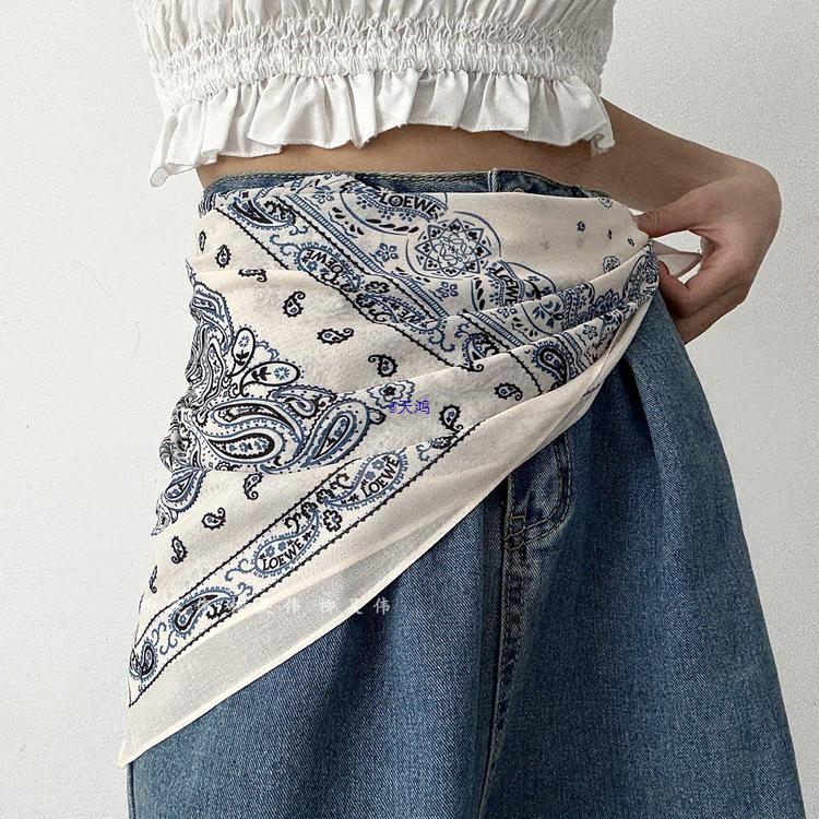 Cashew Flower Silk Scarf & Waist Cincher Belt for Women