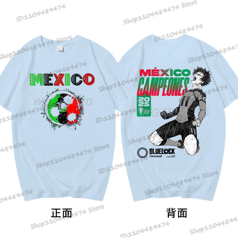 Anime Blue Lock T-shirt Harajuku Yoichi Isagi Fans Gifts Shirt Cotton Fashion Soccer Lover Tees Blue Lock Go Mexico Trend Tshirt