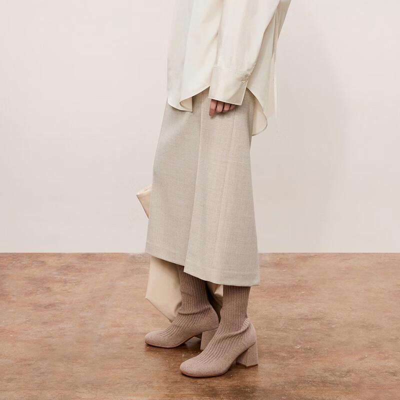 Less 2024 Autumn A-Line Slit Midi Skirt