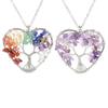Seven-Color Crystal Tree of Life Necklace with Heart-Shaped Stone Root N36