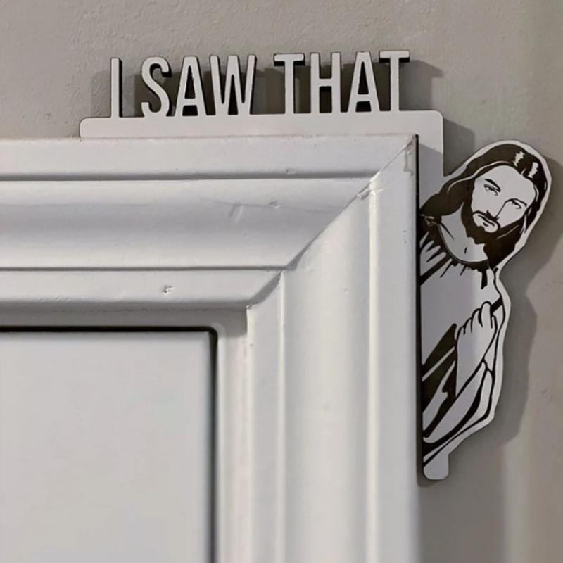 

Я побачив, що знак Ісуса висить на дверях, дерев’яні ремісничі прикраси для домашнього декору right